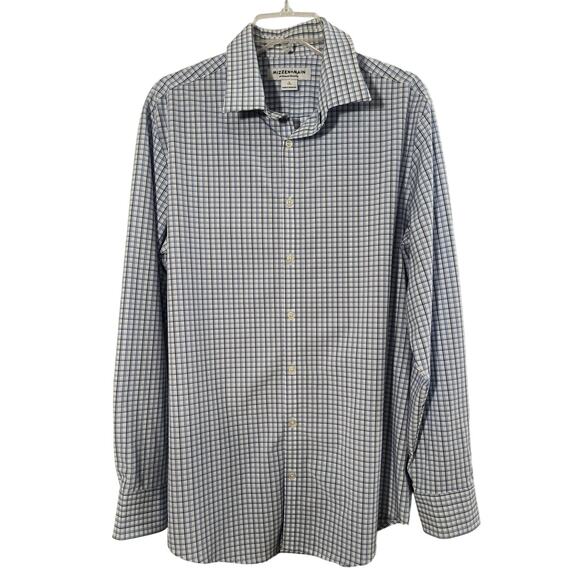 Mizzen+Main Performance Shirt Men’s Sz L Trim Blue Check Stretch No Tuck - Picture 1 of 13